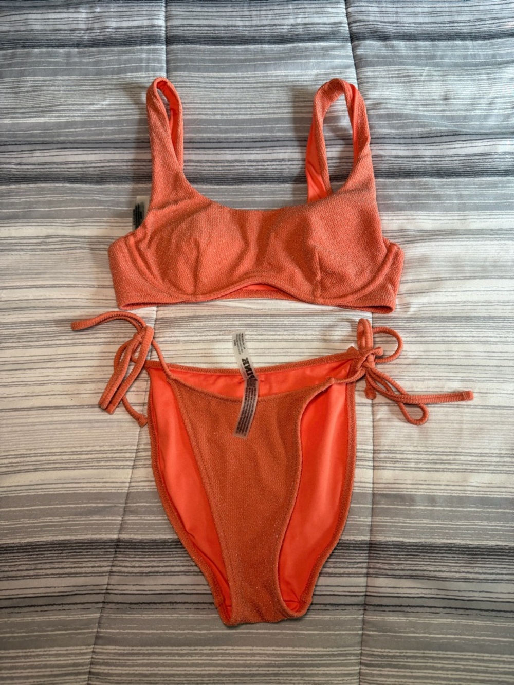 PINK Victoria's Secret Textured Orange Two-Piece Bikini